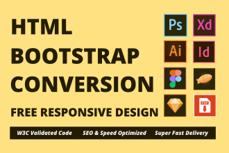 convert PSD to HTML, figma to HTML, xd to html, bootstrap 5