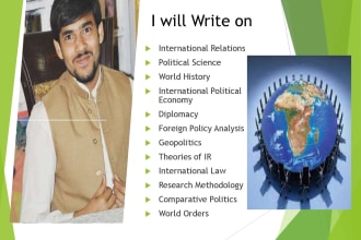 write articles on international relations, political science