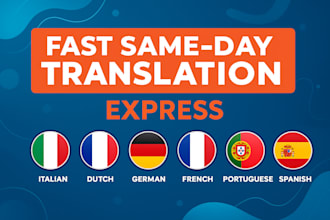 same day italian dutch german french portuguese spanish polish translation
