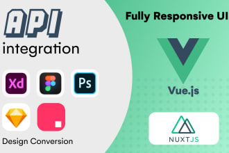 develop responsive react or vue frontend from figma or PSD