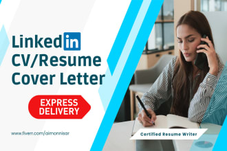 write professional resume and cover letter CV, linkedin profile