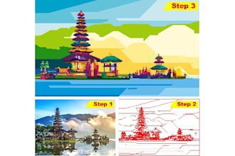 draw colorful detail pop art landscape building landmark