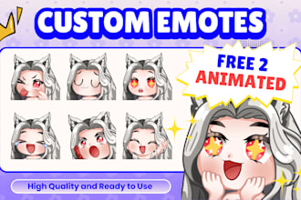 create twitch emotes and animated emotes, sub badges or bulk for discord, stream