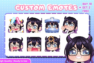 draw chibi twitch emotes, sub badges, for twitch, kick and discord