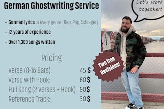 write you an amazing german rap or pop song