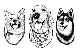 draw your cat dog pet animal in line art for embroidery svg
