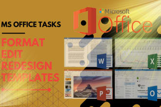 do microsoft office tasks, document templates, ppt and excel project