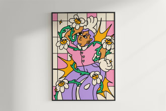 draw vintage character illustrations for poster design