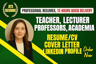 edit, rewrite teacher lecturer professor or academic resume