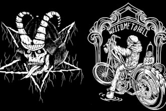 draw metal, dark, stoner, pyschedelic artwork illustration