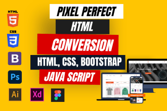 convert any PSD file using HTML,CSS, bootstrap
