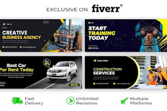 design facebook cover linkedin,twitter and youtube banner in canva