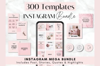 provide 300 social media templates editable on canva