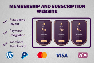 create membership and subscription website with payment  integration