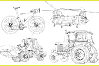 draw any image line art illustration vector art