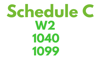 furnish schedule c, payroll w2, 1099 form, 1040 tax form accurately