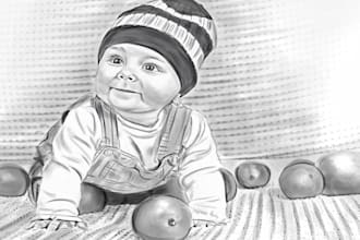 draw you photo in  Vintage Watercolor painting