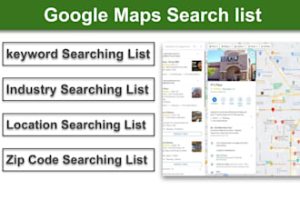 provide a google maps search list