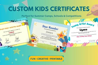 create kids certificate design and flyers for summer camps