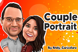 draw a personalized couple cartoon portrait from photos