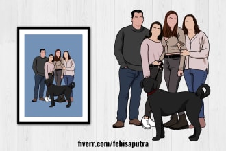 draw faceless minimalist ilustration your friend or family