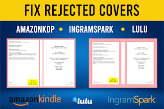 fix edit resize format rejected book cover for KDP ingram spark lulu