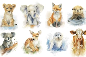 draw realistic animal illustration in watercolor