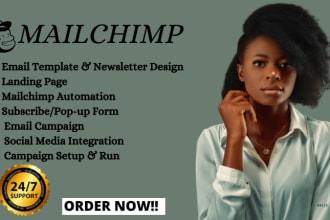 setup mailchimp email marketing, campaigns, and landing page