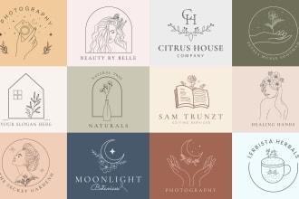 design a beautiful hand drawn boho botanical feminine logo