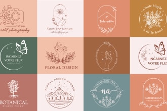 do modern, boho, hand drawn, feminine, botanical, floral, line art logo