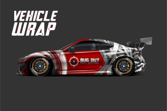 make awesome racing car wrap design or vehicle wrap