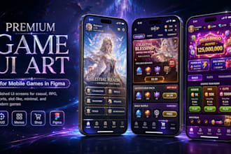 design premium mobile game UI art in figma