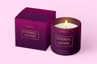 design candle labels, product labels, and candle packaging