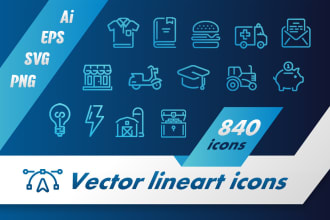 send you huge bundle of vector lineart icons
