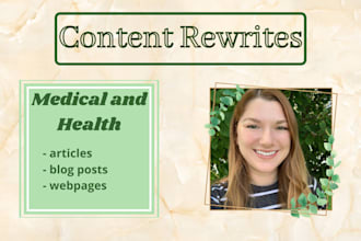 rewrite and improve medical and health articles or content