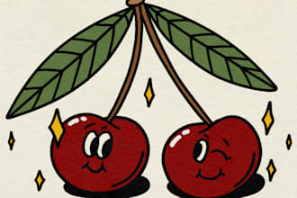draw a vintage cute cartoon styled illustration or logo