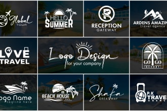 do modern travel hotel outdoor and tourism adventure vacation luxury logo design