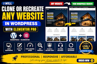 clone or recreate any website in wordpress with elementor