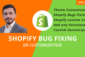 do shopify custom coding bug fixing and edit update store