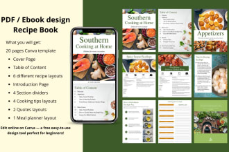 design an easy to customize recipe ebook or cookbook pdf, template available
