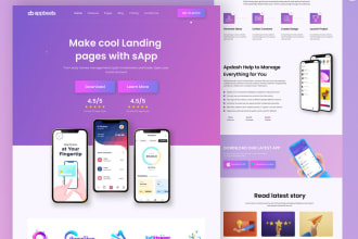 build wordpress app landing page or app landing page website with elementor pro