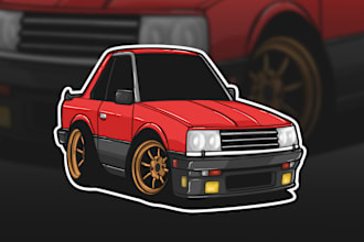 draw a chibi vector cartoon of your car