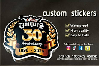 print custom waterproof stickers of your logo or design