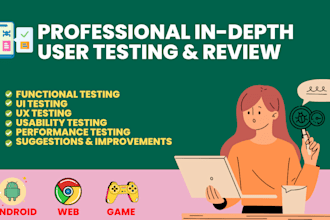 test and review your app or website for usability, UI, UX, and bug