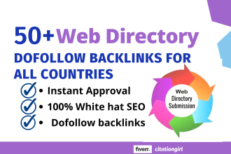 do 50 high quality dofollow web directory submission backlinks for local seo