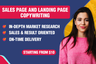 write professional sales copy, landing page copy and funnel copy