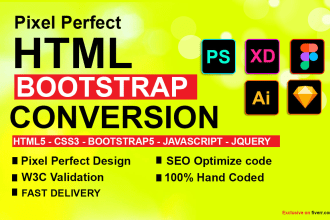convert PSD to HTML figma to html xd to html css bootstrap 5 responsive