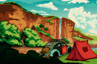 design awesome background and landscape pixel art nft