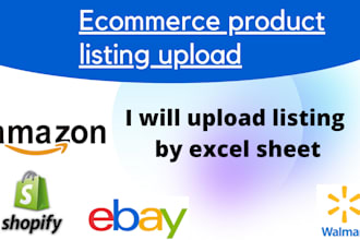 upload amazon, ebay, walmart, shopify listing bulk upload
