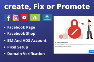 create or fix social media business pages and ad accounts